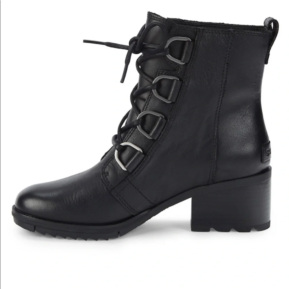 SOREL CATE LACE UP LEATHERS BLACK BOOTIE Size: 8 - Picture 8 of 11